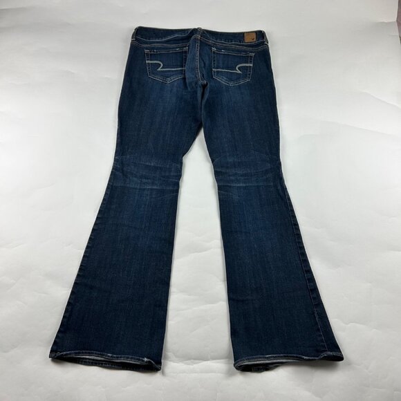 LONG American Eagle Dark Wash Stretch Denim Artist Flare Jeans 12L - Picture 5 of 7